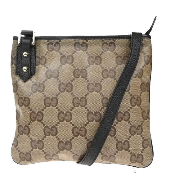 GUCCI Logo GG Pattern Crossbody Shoulder Bag Coating Canvas Leather BN - Picture 1 of 15